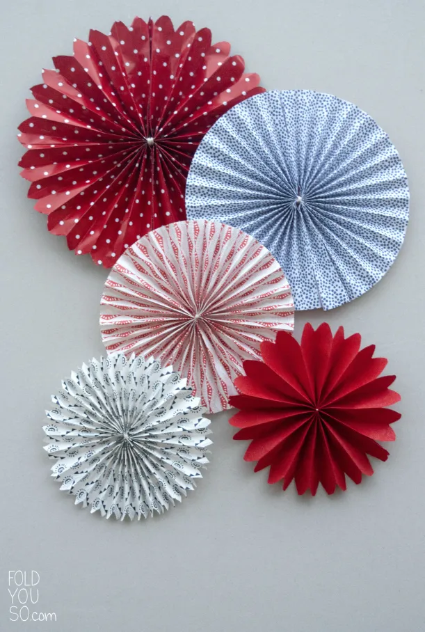 Red White and Blue Paper Fans by Fold You So! 
